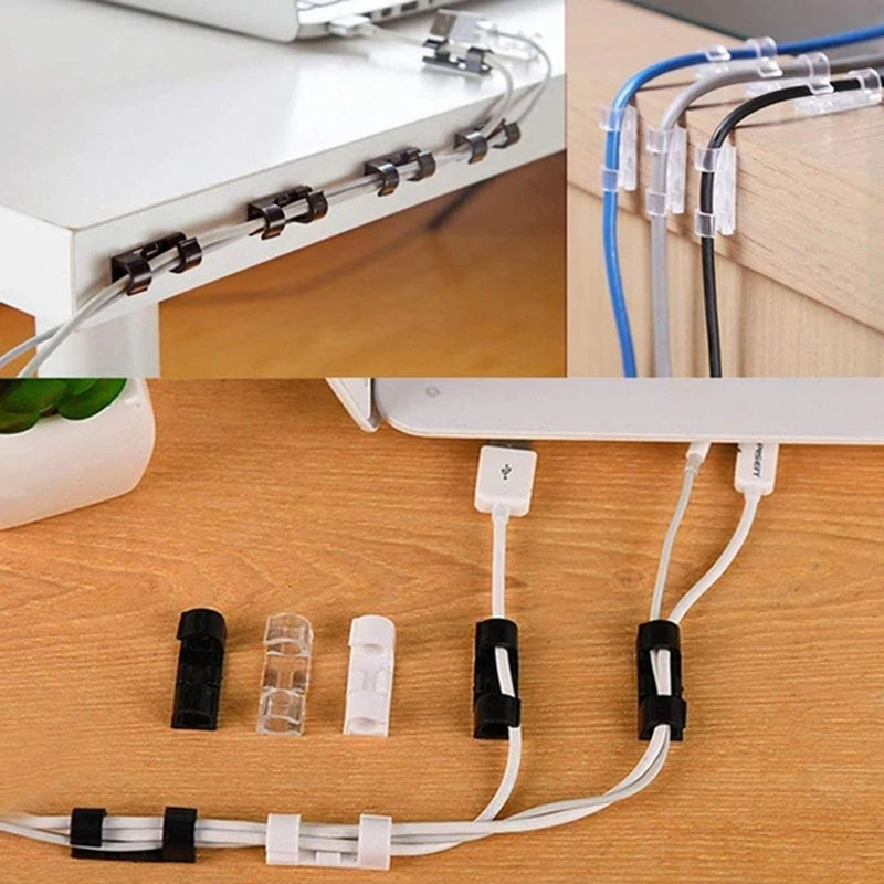 20 Pcs Cable Clips Organizer Drop Wire Holder Cord Management Self-Adhesive Cable Manager Fixed Clamp Wire Winder