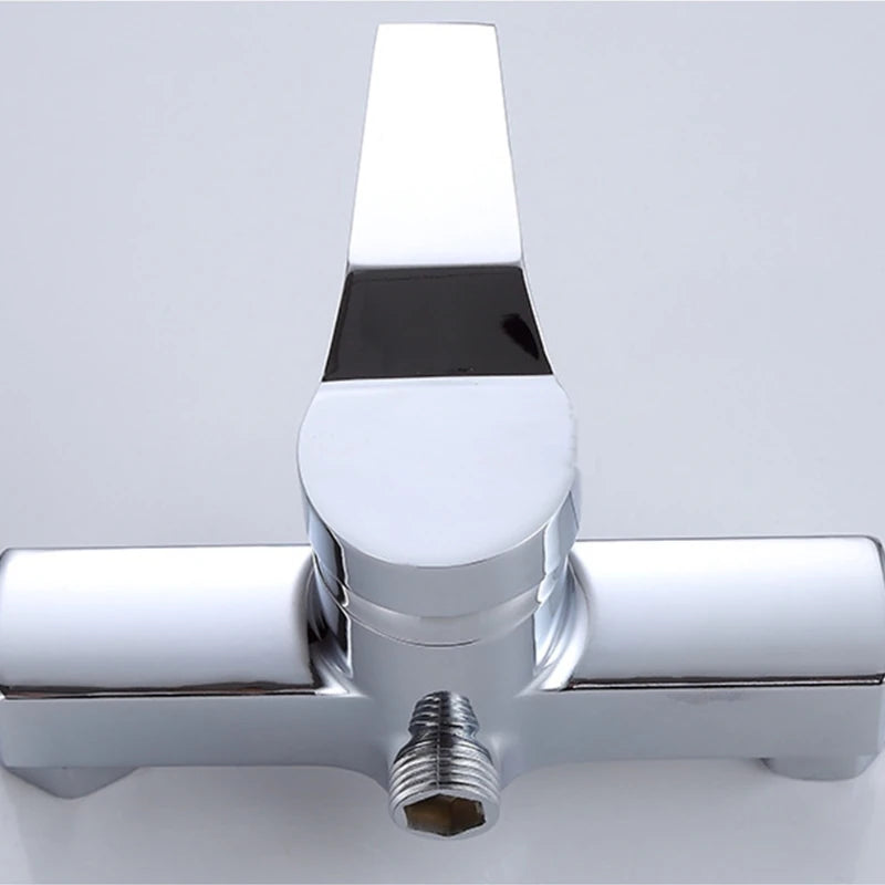 Triple Bathtub Hot and Cold Mixing Water Faucet Sink Spray Double Shower Head Deck Taps Home Improvement Parts