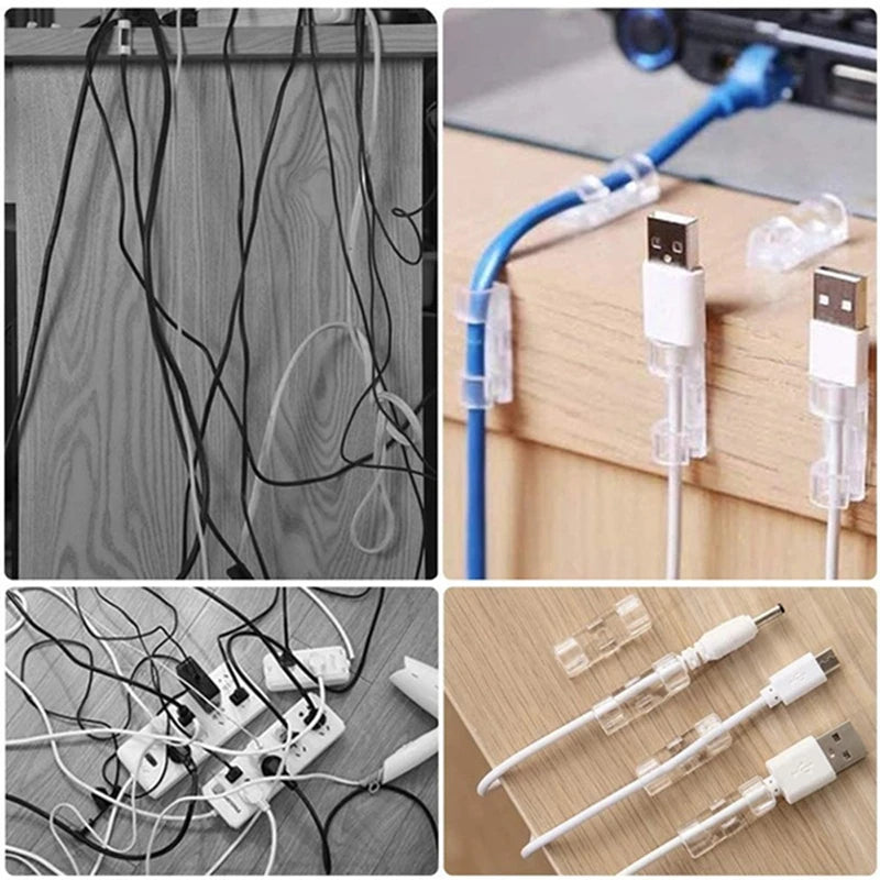 20 Pcs Cable Clips Organizer Drop Wire Holder Cord Management Self-Adhesive Cable Manager Fixed Clamp Wire Winder