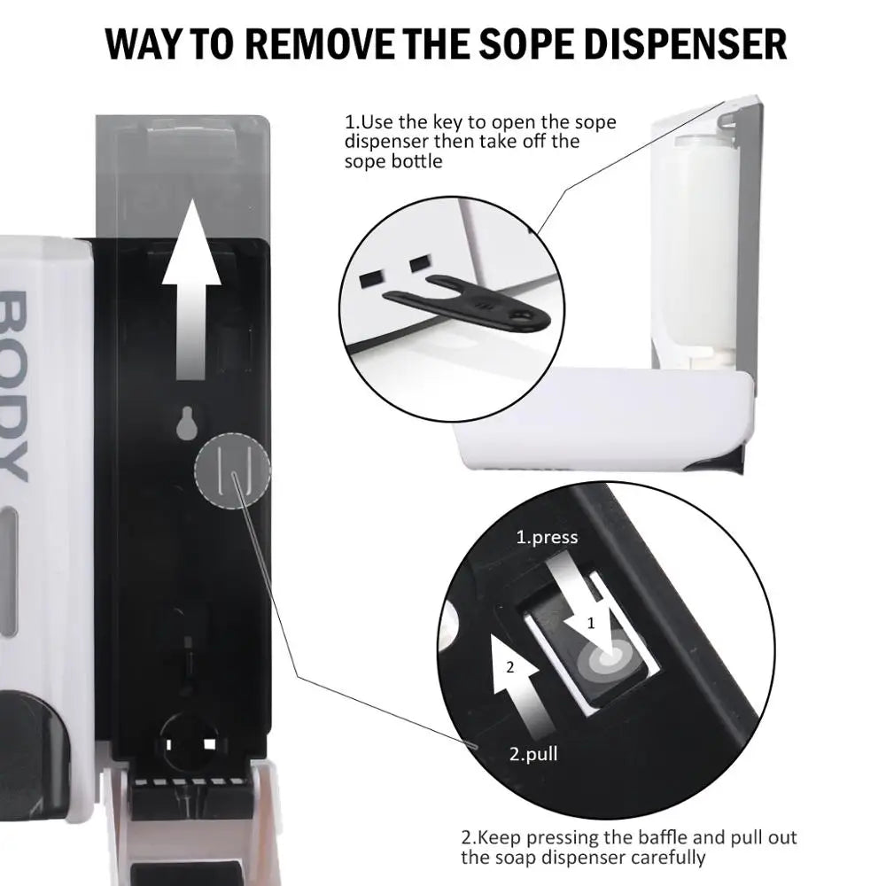 Single/Double/Triple 350ml Soap Dispenser Wall-mount Shower Bath Shampoo