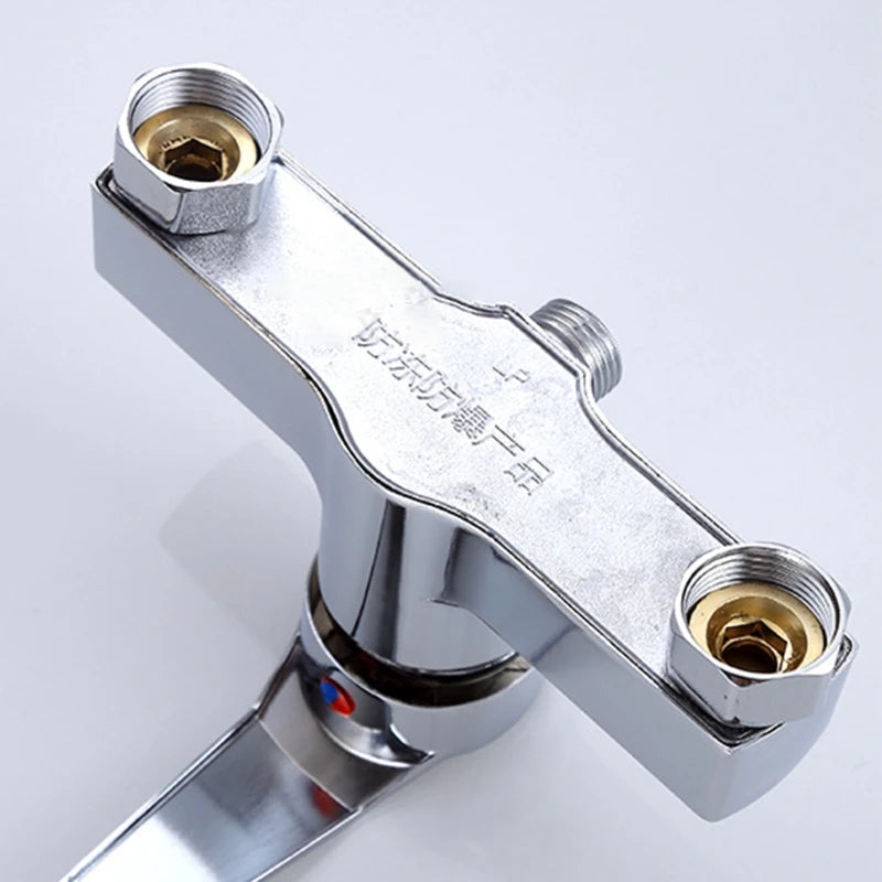 Triple Bathtub Hot and Cold Mixing Water Faucet Sink Spray Double Shower Head Deck Taps Home Improvement Parts