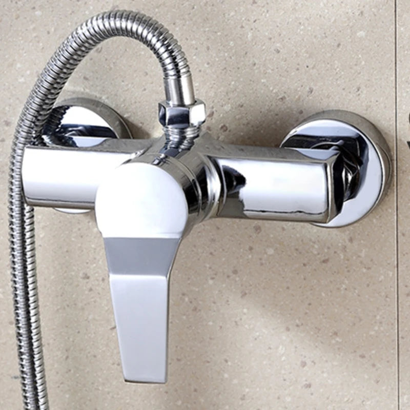 Triple Bathtub Hot and Cold Mixing Water Faucet Sink Spray Double Shower Head Deck Taps Home Improvement Parts