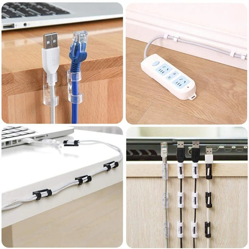 20 Pcs Cable Clips Organizer Drop Wire Holder Cord Management Self-Adhesive Cable Manager Fixed Clamp Wire Winder