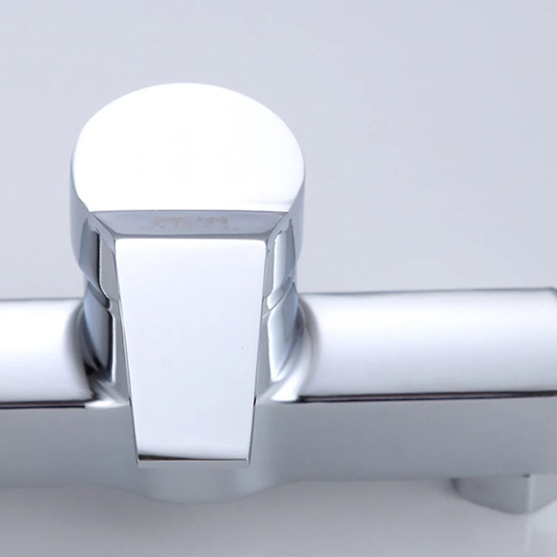Triple Bathtub Hot and Cold Mixing Water Faucet Sink Spray Double Shower Head Deck Taps Home Improvement Parts