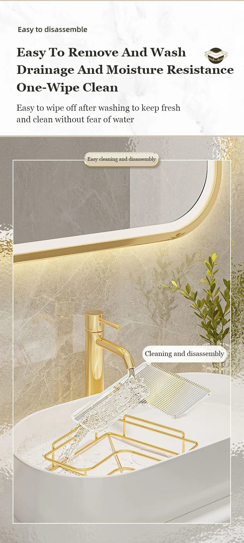 Luxury Acrylic Bathroom Shelf without Drilling Corner