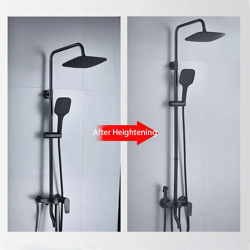 30cm Shower Extension Tube Stainless Steel Square Round Longer Shower Pipe Bathroom Shower