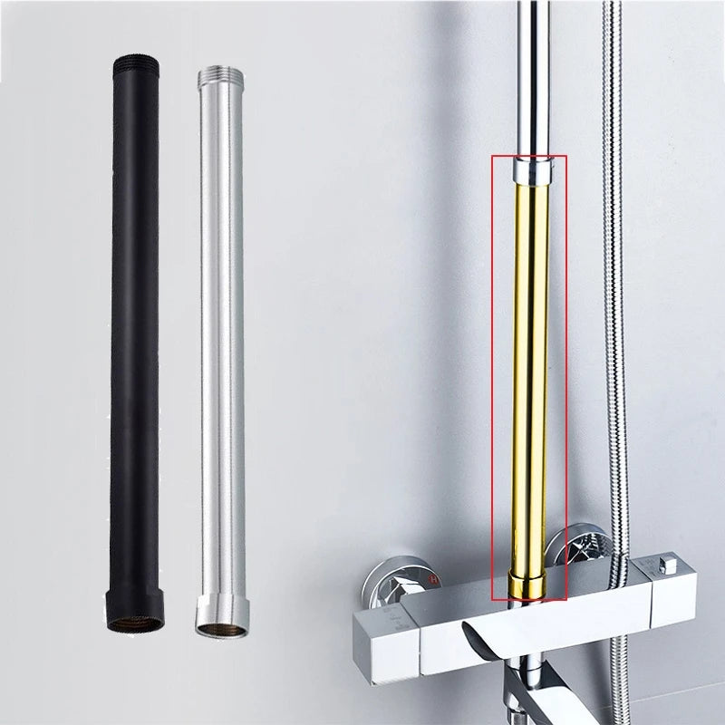 30cm Shower Extension Tube Stainless Steel Square Round Longer Shower Pipe Bathroom Shower