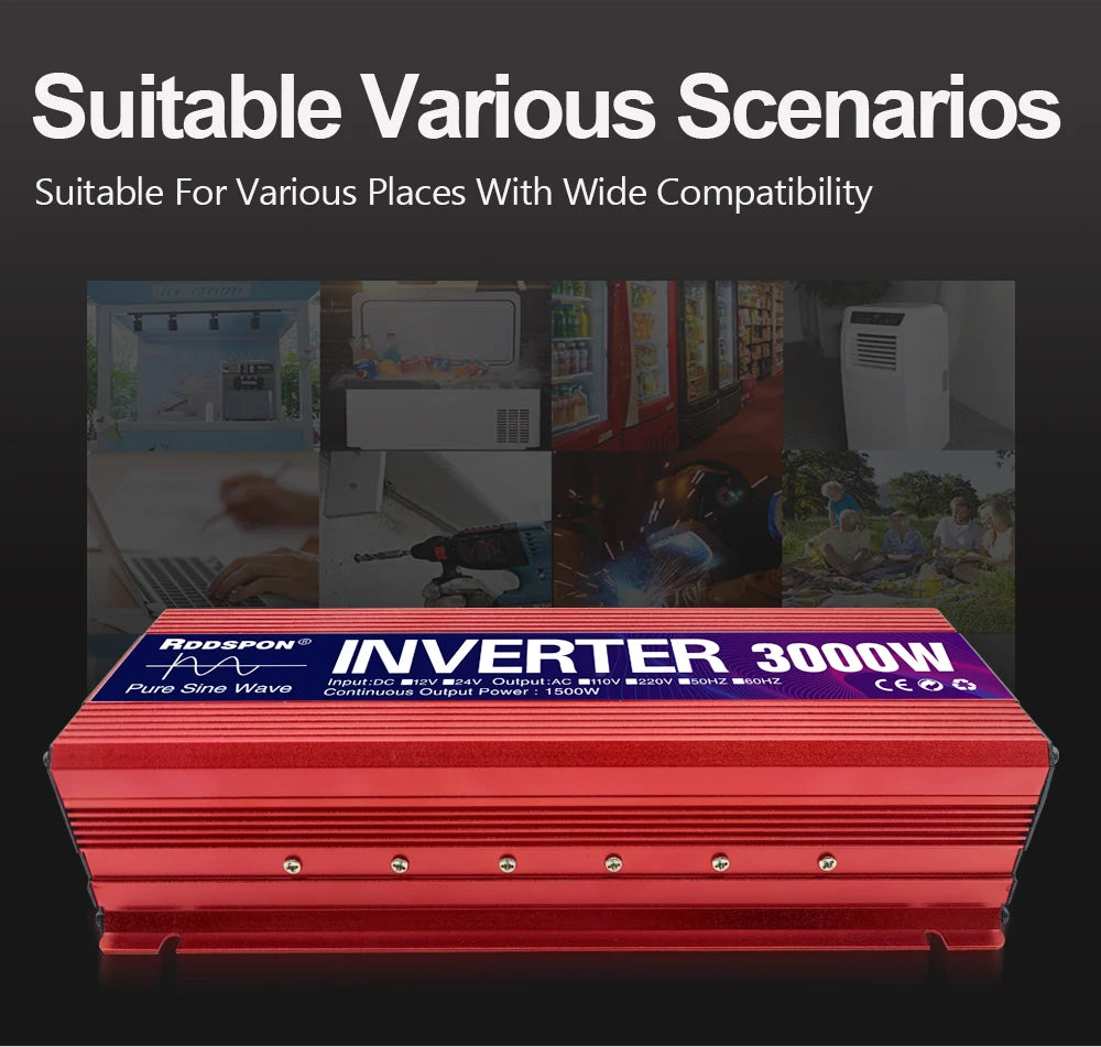 Pure Sine Wave Inverter Portable Power banks Converter DC 12v To AC 110V 220V Solar Inverter Peak Power 1000W 1600W 2000W 3000W