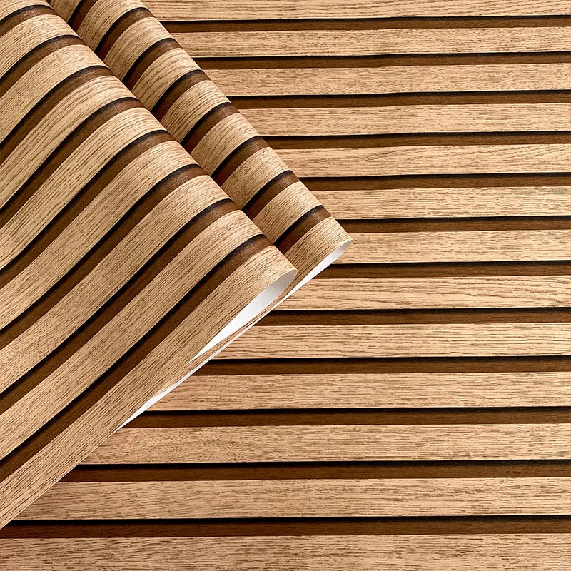 45cm Big Roll Home Decoration Background Wall Desk Wood Stripes Waterproof PVC