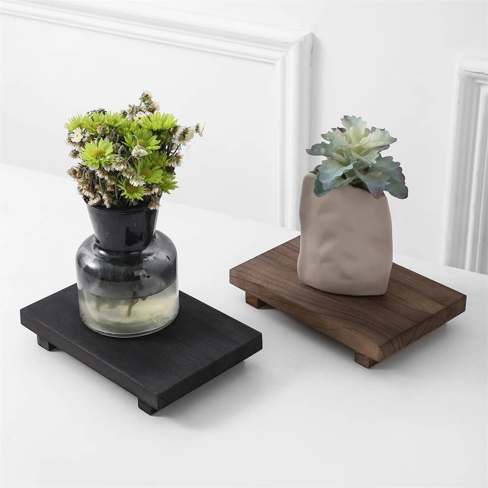 Wood Tray Pedestal Stand Farmhouse Bathroom