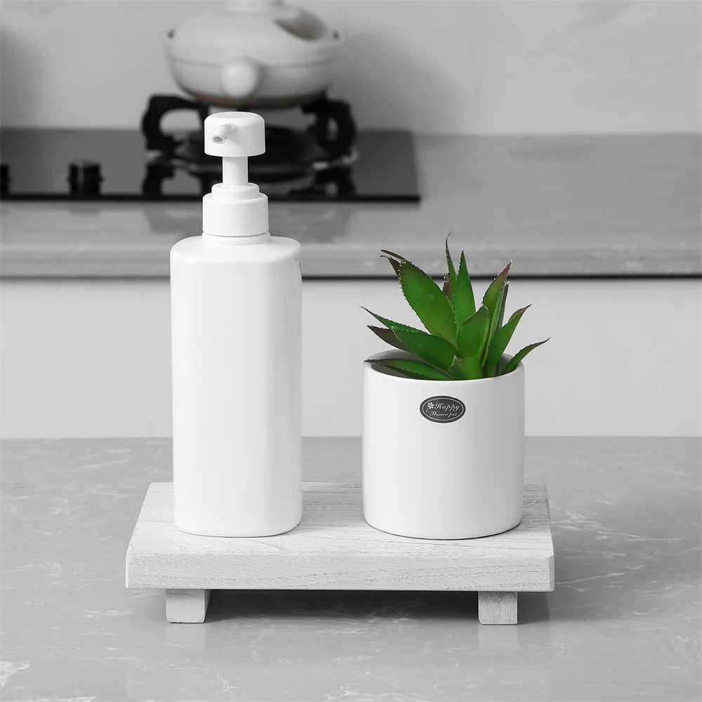 Wood Tray Pedestal Stand Farmhouse Bathroom
