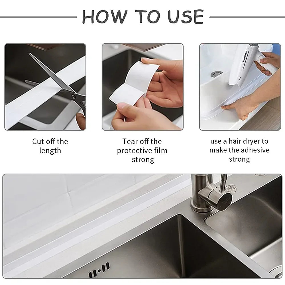1 Roll PVC Sealing Tape For Bathroom Bath Toilet Kitchen