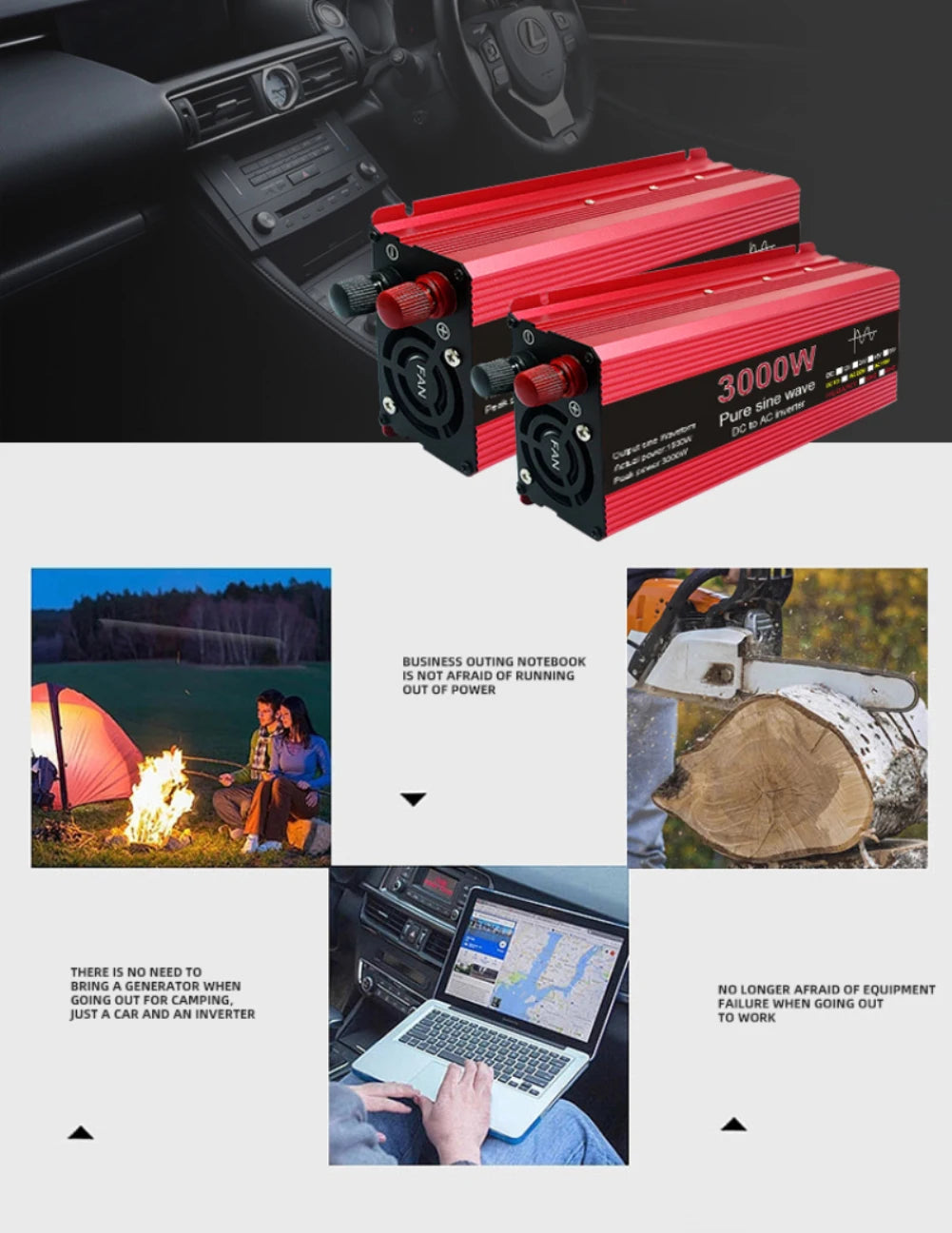 Pure Sine Wave Inverter DC 12V/24V To AC 110V/220V 1000W 1600W 2000W 2200W Portable Power Bank Converter Solar Inverter