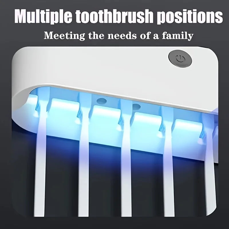 Intelligent UV toothbrush sterilizer with automatic toothpaste dispenser .