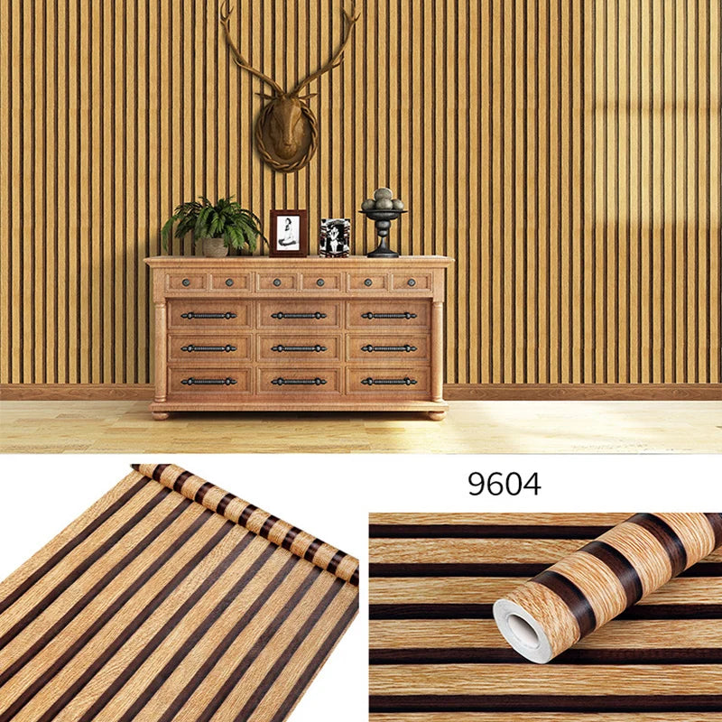 45cm Big Roll Home Decoration Background Wall Desk Wood Stripes Waterproof PVC