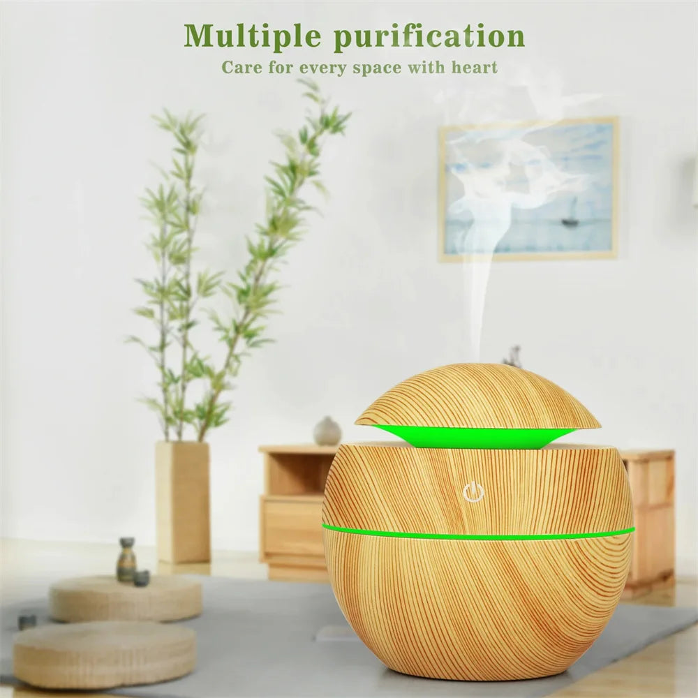 Electric Humidifier Air Aroma Diffuser Wood Ultrasonic