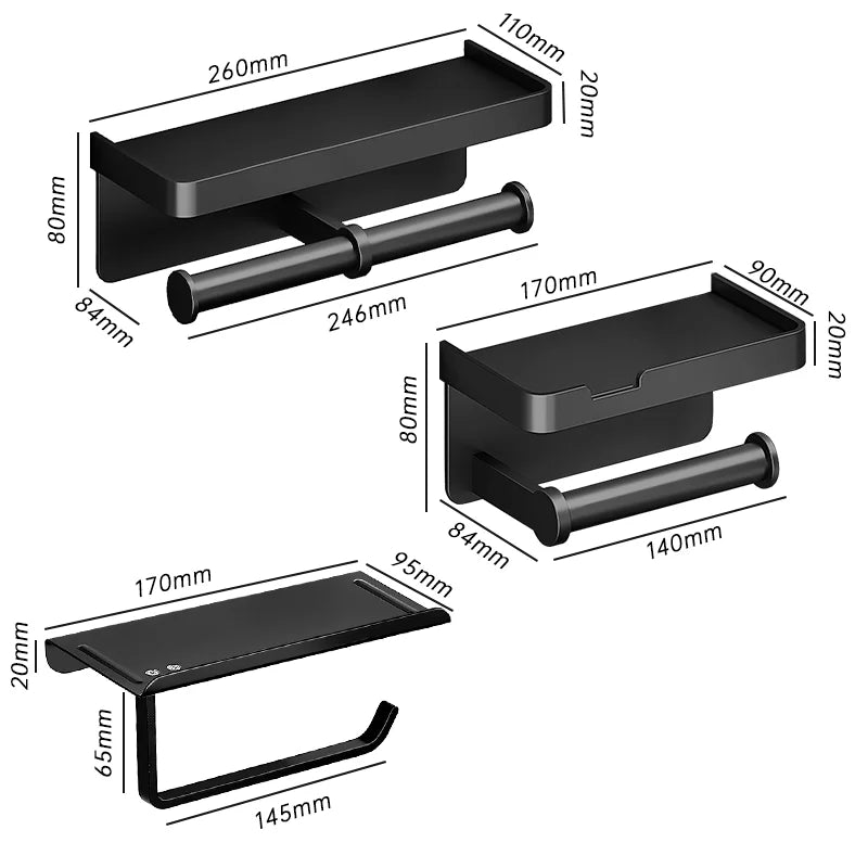 Toilet Paper Holder Wall-Mounted Aluminum alloy Toilet paper holder tissue rack Bathroom