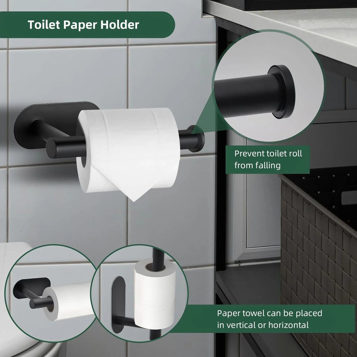 Bathroom Hardware Set Brushed Nickel Towel Bar Towel Ring Toilet Paper Holder