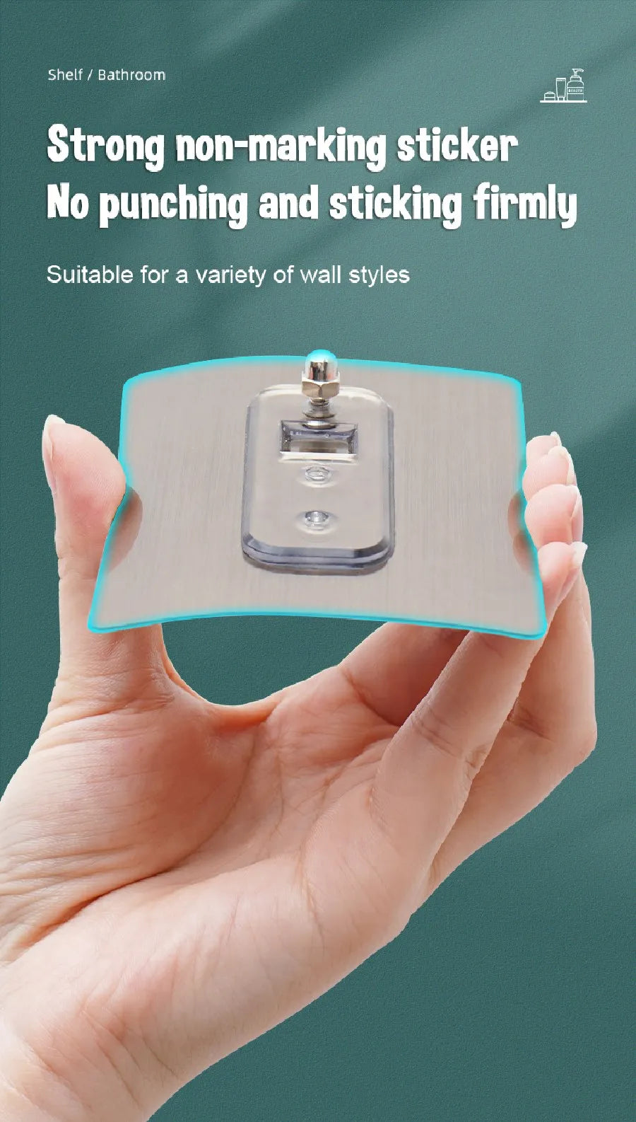 Non perforated Bathroom Shelf Floating Shelf for Wal Bathroom Corner Shelf wall