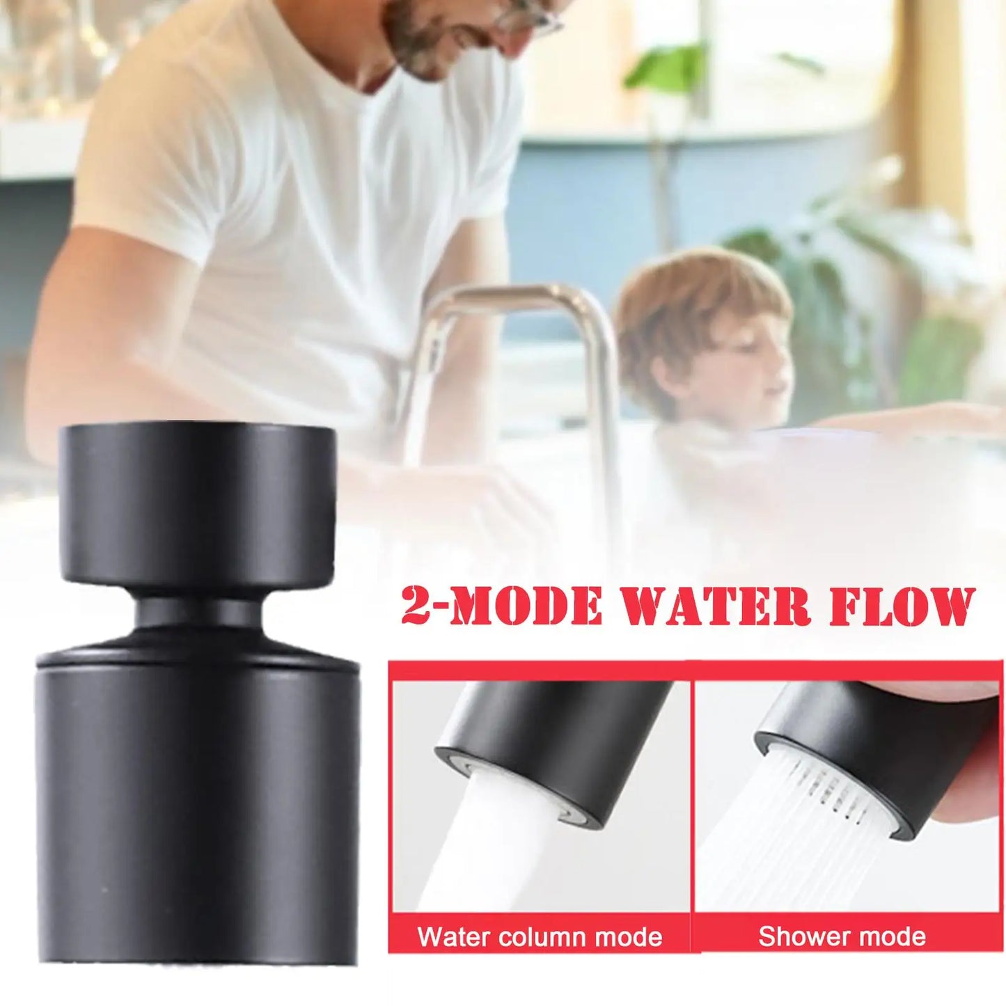 360° Rotary Kitchen Faucet Spray Head Filter washbasin Splash proof Adapter 2 Mode