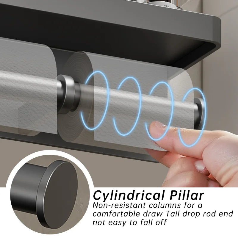 Toilet Paper Holder Wall-Mounted Aluminum alloy Toilet paper holder tissue rack Bathroom