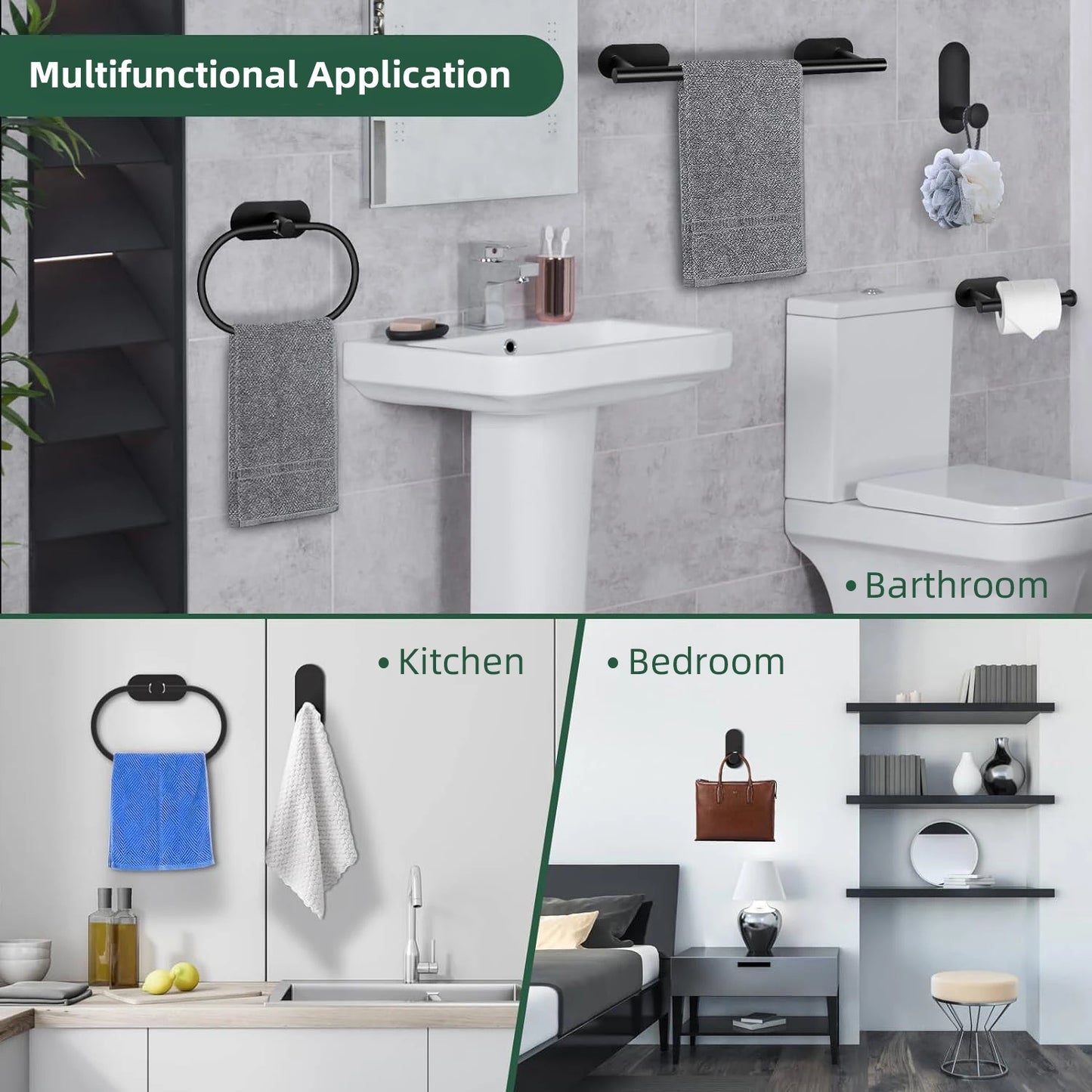 Bathroom Hardware Set Brushed Nickel Towel Bar Towel Ring Toilet Paper Holder