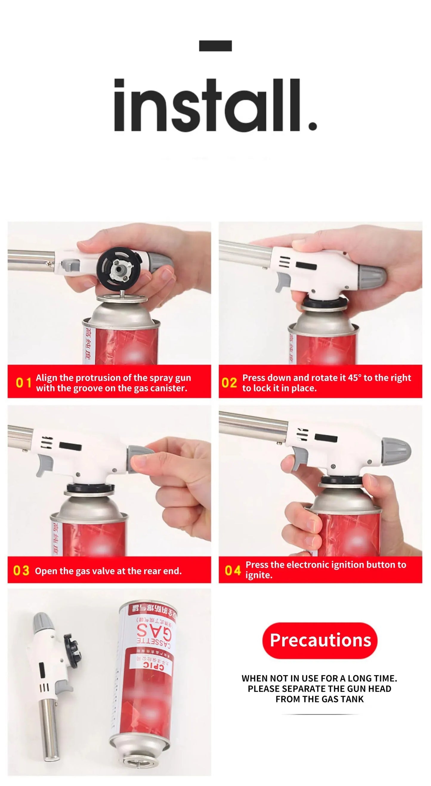 Gas Burner Flame Gas Torch Flame Gun Blow for BBQ Camping Cooking