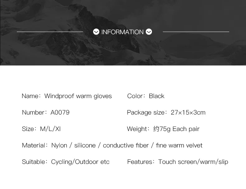 Winter Glove Warm Touch Screen Gym Fitness Full Finger Gloves For Men Women