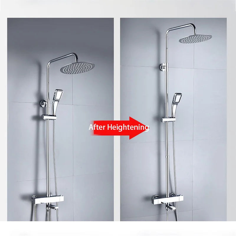 30cm Shower Extension Tube Stainless Steel Square Round Longer Shower Pipe Bathroom Shower