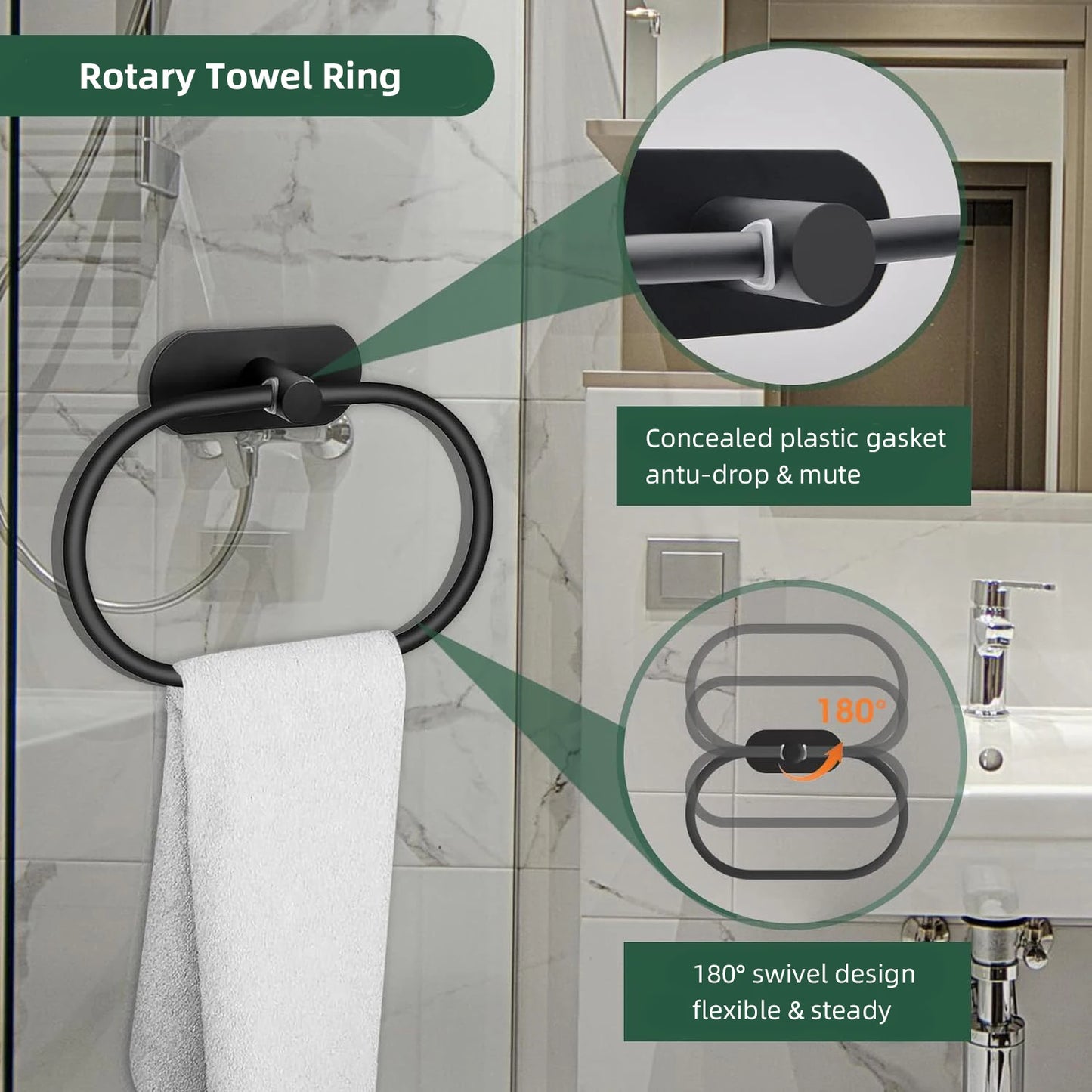 Bathroom Hardware Set Brushed Nickel Towel Bar Towel Ring Toilet Paper Holder