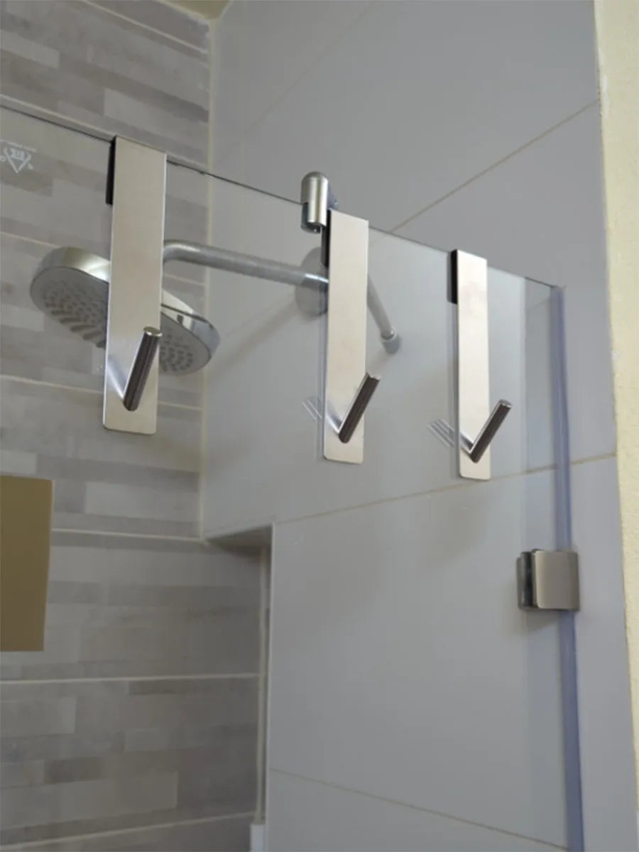Stainless Steel Over Glass Door Shower .Bathroom Bathrobe Hanger Holder