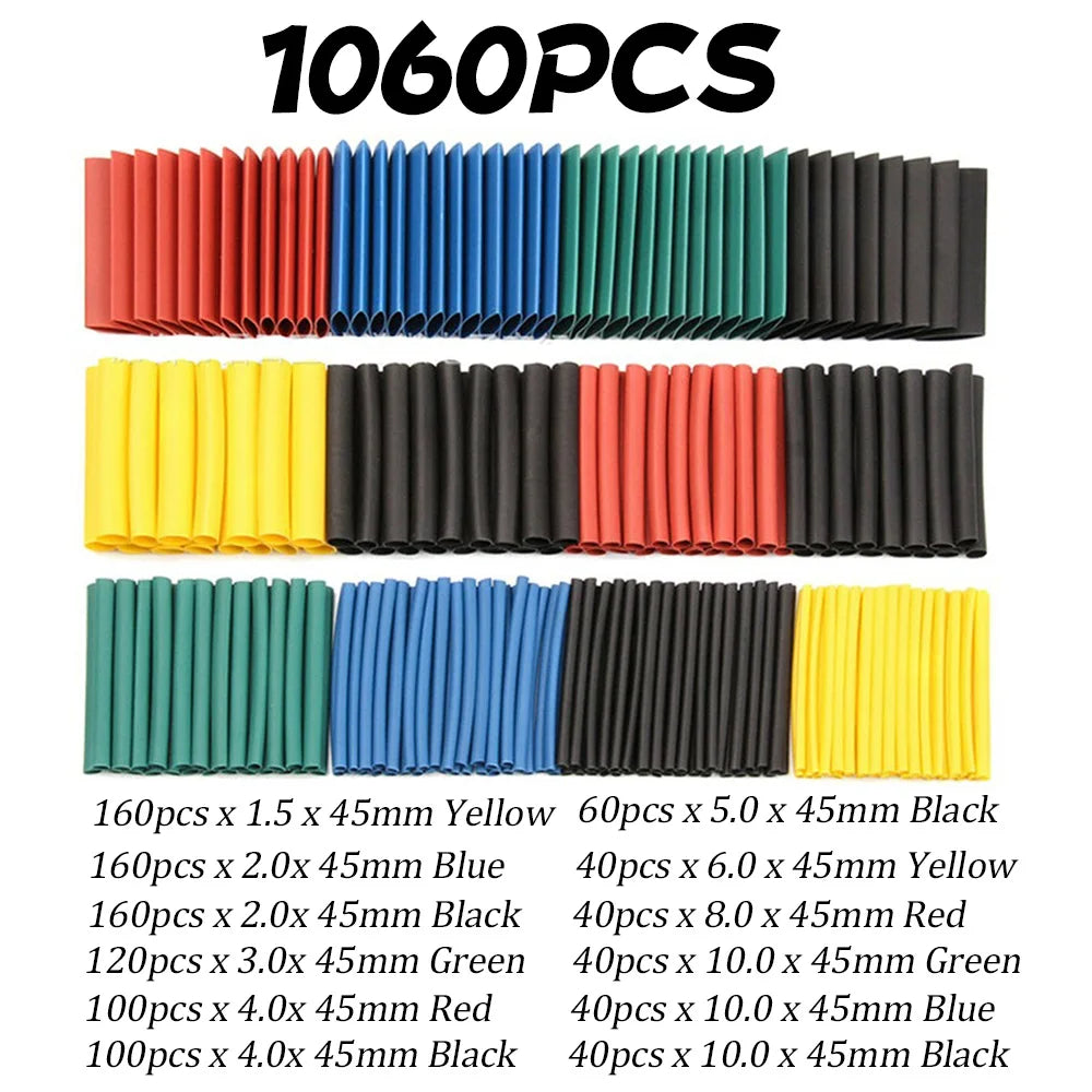1060/530/127PCS Heat Shrink Tubing kit 2:1 Shrinkable