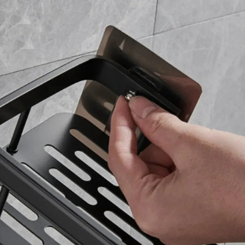 Bathroom Square Basket Suction Wall Space Aluminum Shower Room