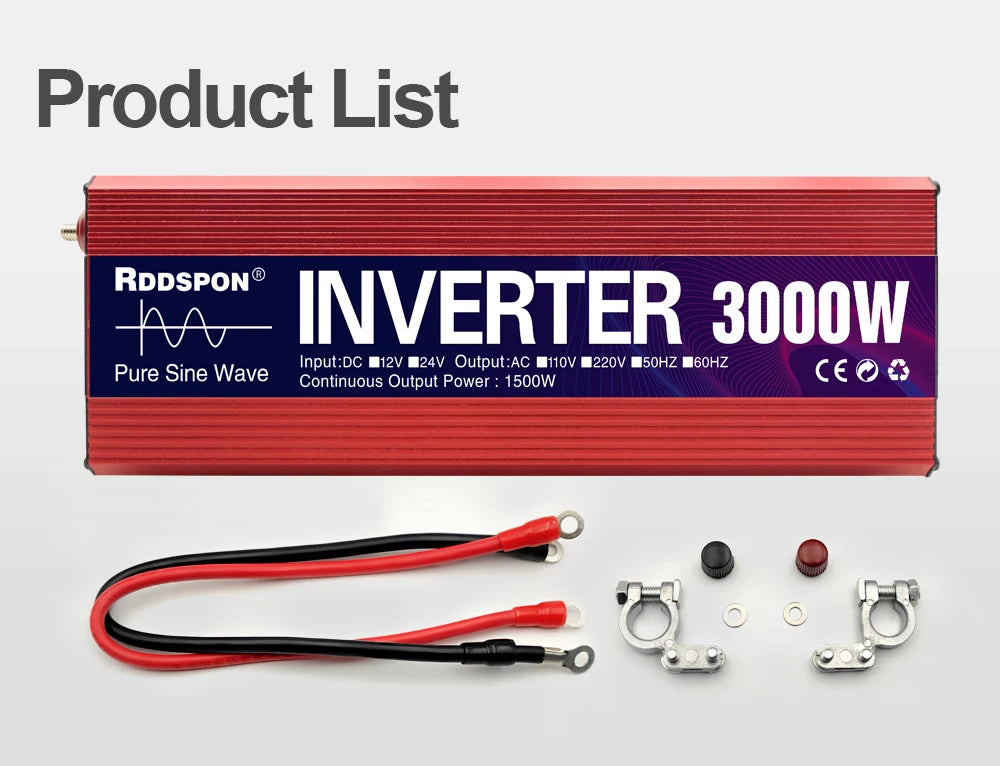 Pure Sine Wave Inverter Portable Power banks Converter DC 12v To AC 110V 220V Solar Inverter Peak Power 1000W 1600W 2000W 3000W