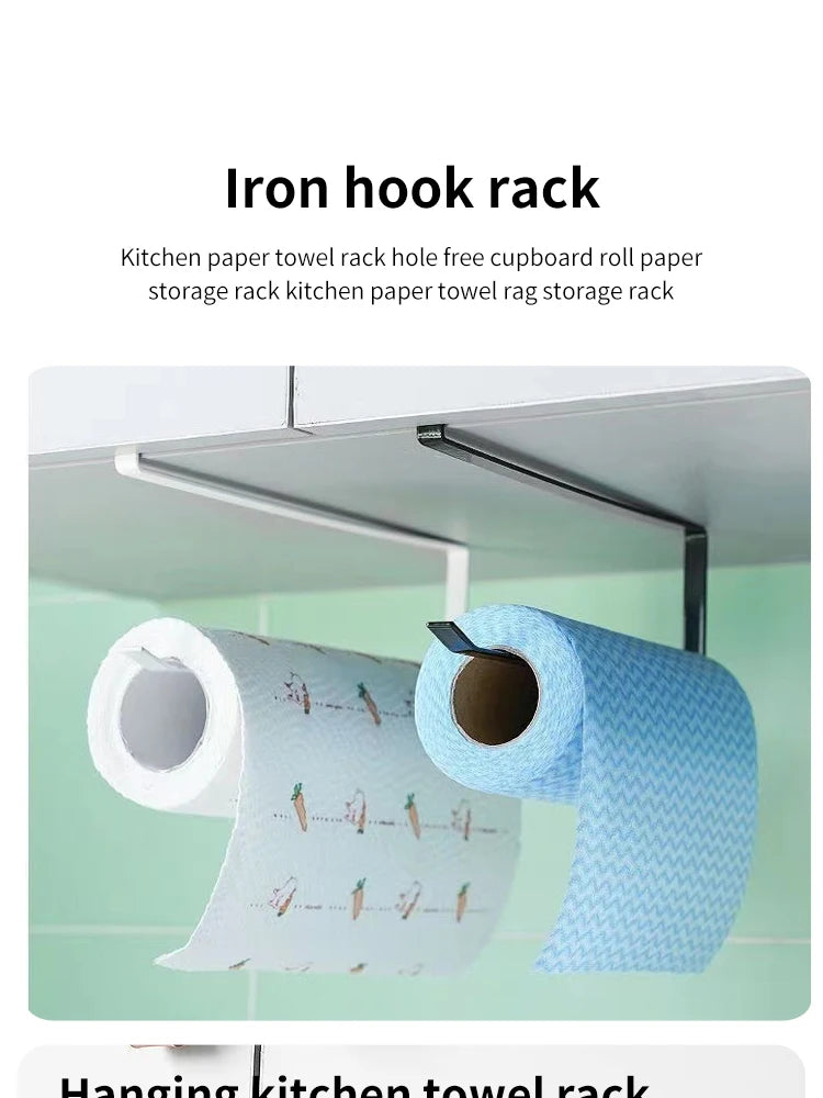 Paper Roll Holder Towel Rack Cling Film Storage Rack Bathroom