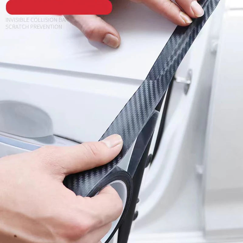 Nano Carbon Fiber Car Adhesive Tapes DIY Paste Strip Auto Door Sill Side Mirror Anti Scratch Stickers Waterproof Protection Film