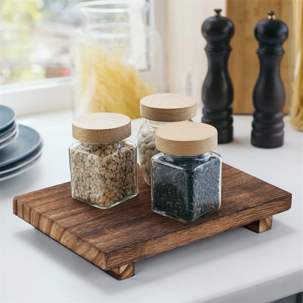 Wood Tray Pedestal Stand Farmhouse Bathroom