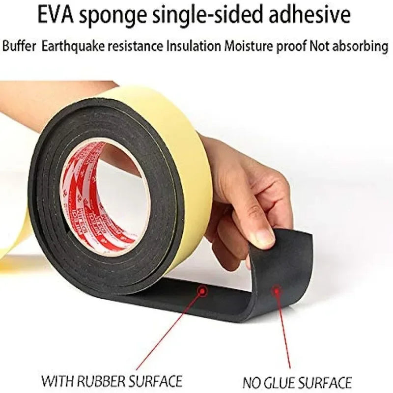 Black Rubber Sponge Door Window Seal Strip Waterproof Soundproof Self Adhesive Anti-collision Pad EVA Foam Single Sided Tape