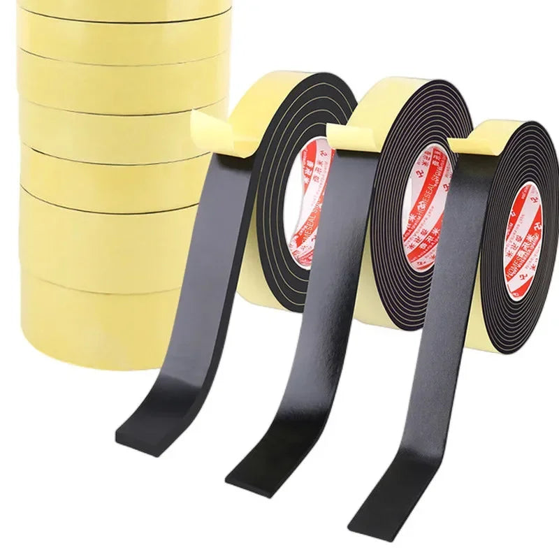 Black Rubber Sponge Door Window Seal Strip Waterproof Soundproof Self Adhesive Anti-collision Pad EVA Foam Single Sided Tape