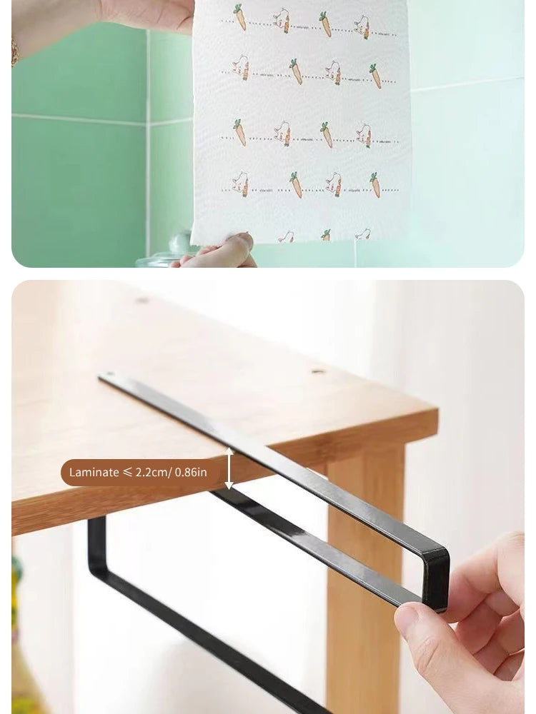 Paper Roll Holder Towel Rack Cling Film Storage Rack Bathroom