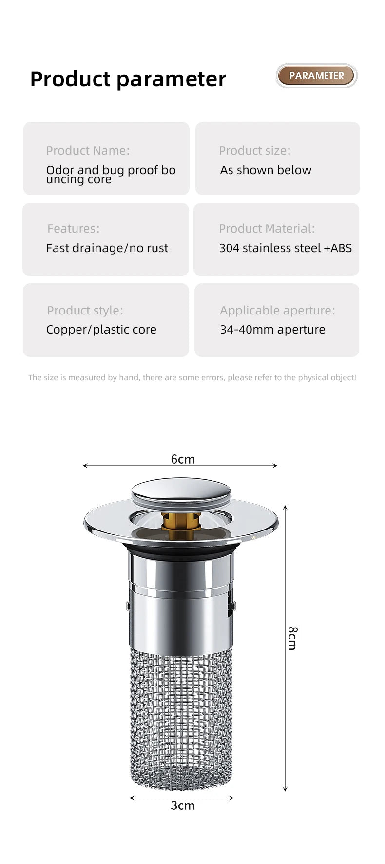 1PCS Washbasin Leak Plug, Stainless Steel