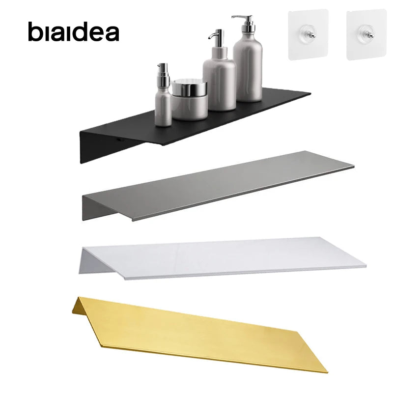 Floating Bathroom Shelves Without Drilling Storage Wall Rack Home Organizer Ledge Hardwares