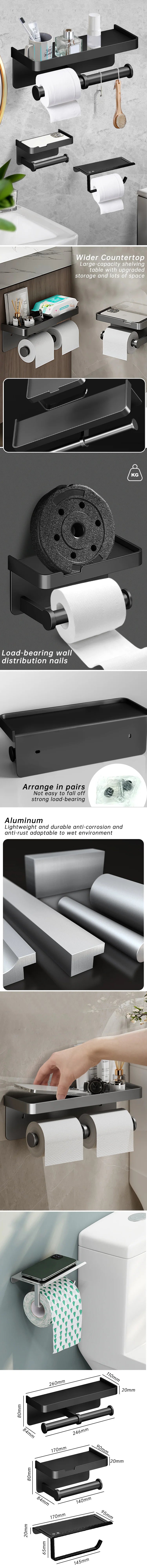 Toilet Paper Holder Wall-Mounted Aluminum alloy Toilet paper holder tissue rack Bathroom