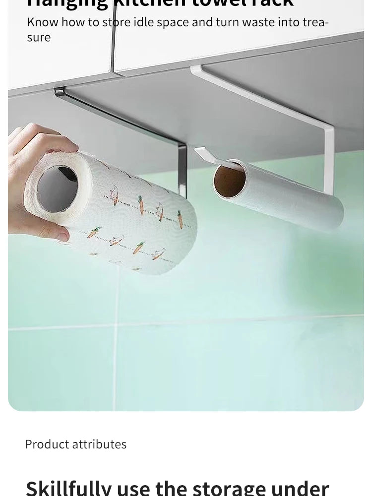 Paper Roll Holder Towel Rack Cling Film Storage Rack Bathroom