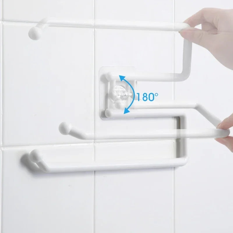 Kitchen Paper Roll Holder Bathroom Toilet Pape Storage Rack Towel Rack Cabinet Rag Hanging Holder Self-adhesive Kitchen Hook