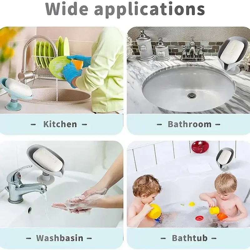 2pcs Drain Soap Holder Soap Box, Tray Drying for Shower Sponge Container Kitchen, Bathroom
