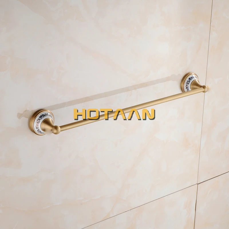 Antique Brushed Solid Brass Bathroom Accessories Sets European Porcelain Bathroom Hardware Sets Ceramic Retro Bathroom Products