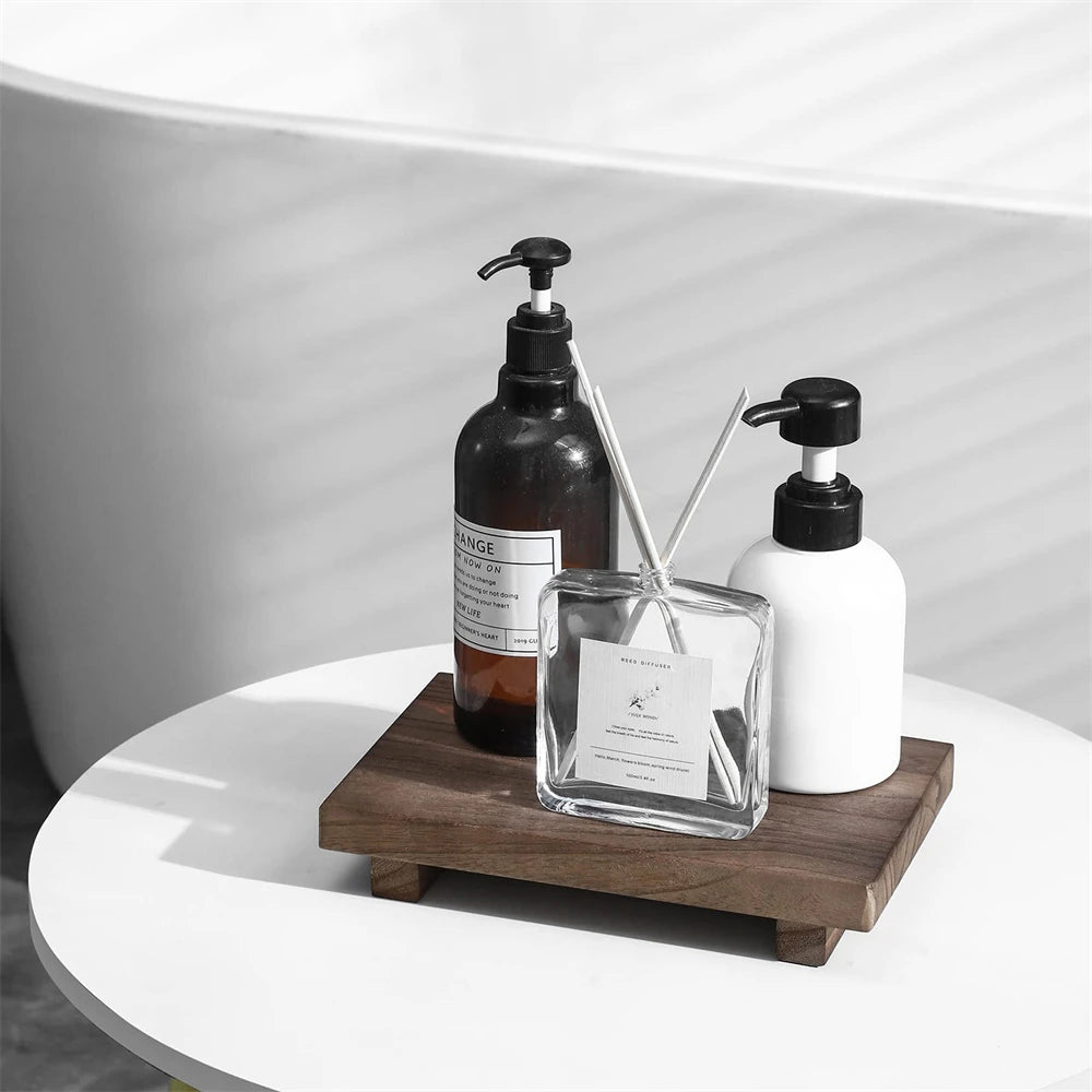 Wood Tray Pedestal Stand Farmhouse Bathroom