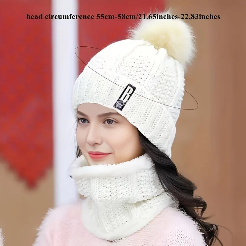 2PCS winter warm knit hat set Winter hat