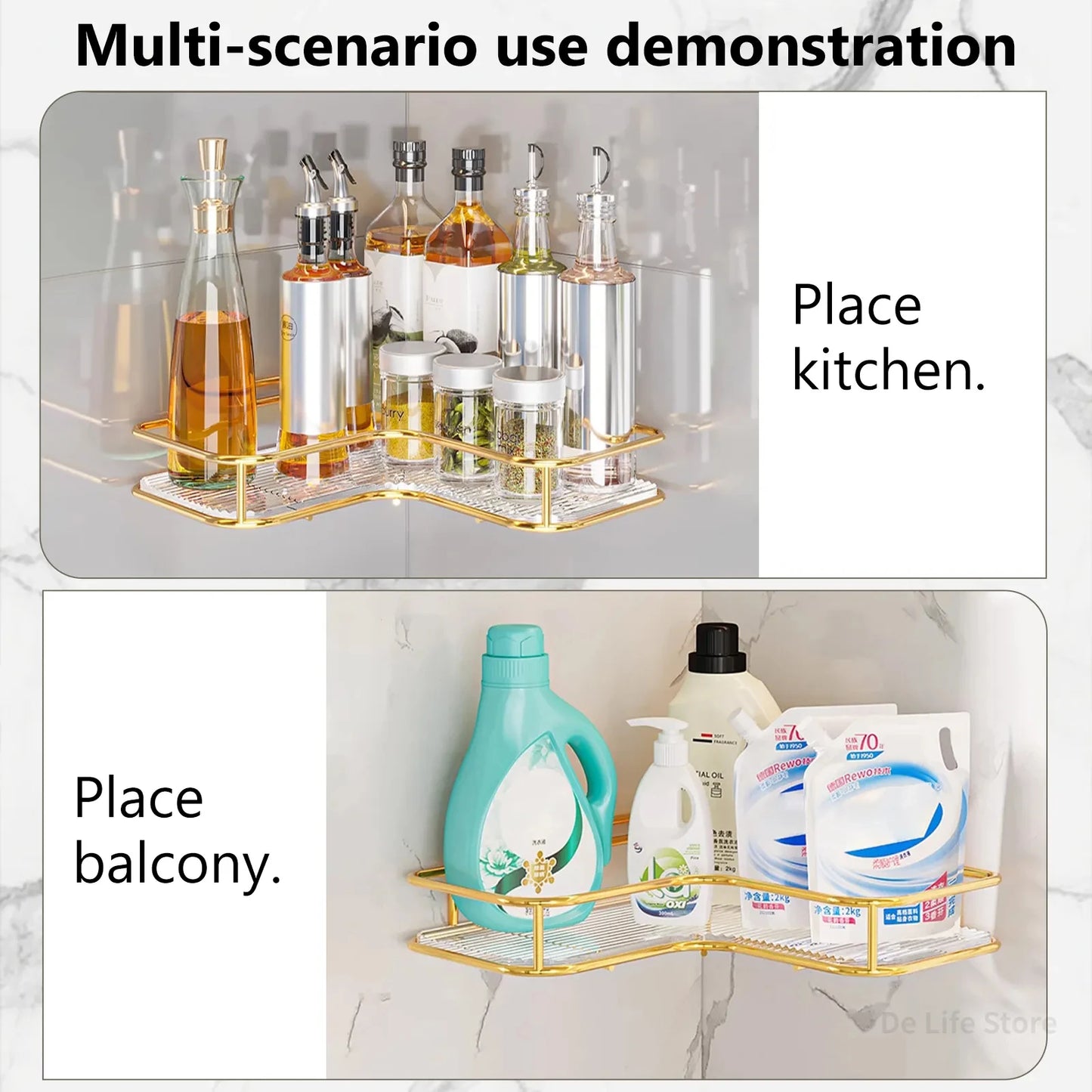 Luxury Acrylic Bathroom Shelf without Drilling Corner
